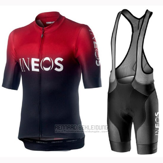 2019 Fahrradbekleidung Castelli Ineos Shwarz Rot Trikot Kurzarm und Tragerhose - zum Schließen ins Bild klicken